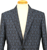 着物ジャケット ネイビー・花柄 大島紬 L23-06