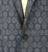 着物ジャケット ネイビー・花柄 大島紬 L23-06