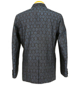 着物ジャケット ネイビー・花柄 大島紬 L23-06