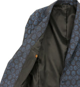 着物ジャケット ネイビー・花柄 大島紬 L23-06