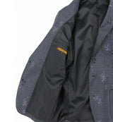 着物ジャケット ブルーグレー・お花模様 大島紬 M23-02