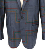 着物ジャケット ネイビー・線模様 大島紬 XL23-03