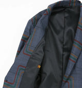 着物ジャケット ネイビー・線模様 大島紬 XL23-03