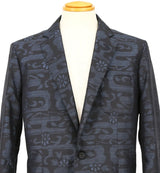 着物ジャケット ネイビー・波の模様 大島紬 XL23-04