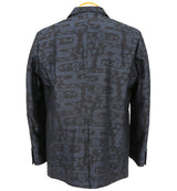 着物ジャケット ネイビー・波の模様 大島紬 XL23-04