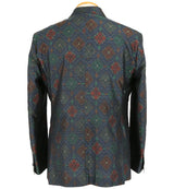 着物ジャケット ダークグリーン・花柄 大島紬 TM23-01