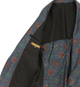着物ジャケット ダークグリーン・花柄 大島紬 TM23-01