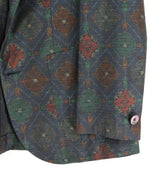 着物ジャケット ダークグリーン・花柄 大島紬 TM23-01