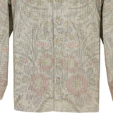 着物アロハシャツ 長袖 アイボリー・花柄 大島紬 L23-69