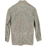 着物アロハシャツ 長袖 アイボリー・花柄 大島紬 L23-69