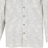 着物シャツ 長袖 白・亀甲と菊 大島紬 L23-71