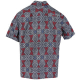 着物シャツ ブルーグレー・植物文様 大島紬 L23-37