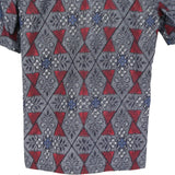 着物シャツ ブルーグレー・植物文様 大島紬 L23-37