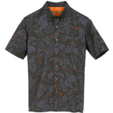 着物アロハシャツ ブラック・植物文様 大島紬 L2339