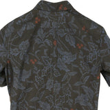 着物アロハシャツ ブラック・植物文様 大島紬 L2339