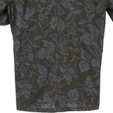 着物アロハシャツ ブラック・植物文様 大島紬 L2339