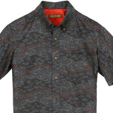 着物シャツ ブラック・植物の文様 大島紬 L23-43