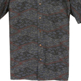 着物シャツ ブラック・植物の文様 大島紬 L23-43