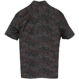 着物シャツ ブラック・植物の文様 大島紬 L23-43