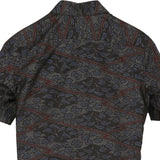 着物シャツ ブラック・植物の文様 大島紬 L23-43