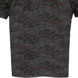 着物シャツ ブラック・植物の文様 大島紬 L23-43