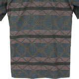 着物シャツ ネイビー・格子と波模様 大島紬 L23-49