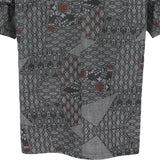 着物シャツ ダークグレー・和文様 大島紬 L23-51