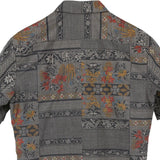 着物シャツ チャコールグレー・花柄 大島紬 L23-53
