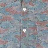 着物シャツ ブルー・雲の柄 大島紬 L23-54