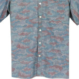 着物シャツ ブルー・雲の柄 大島紬 L23-54