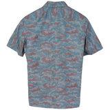 着物シャツ ブルー・雲の柄 大島紬 L23-54