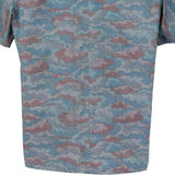 着物シャツ ブルー・雲の柄 大島紬 L23-54