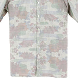 着物シャツ グレー・お花柄 大島紬 L23-56