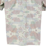 着物シャツ グレー・お花柄 大島紬 L23-56