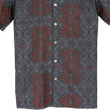 着物シャツ ネイビー・花の文様 大島紬 L23-58