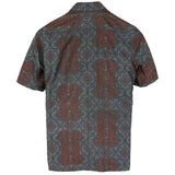 着物シャツ ネイビー・花の文様 大島紬 L23-58