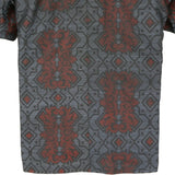 着物シャツ ネイビー・花の文様 大島紬 L23-58