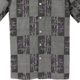 着物シャツ グレー・竹と笹の葉 大島紬 L23-59