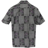 着物シャツ グレー・竹と笹の葉 大島紬 L23-59