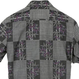 着物シャツ グレー・竹と笹の葉 大島紬 L23-59