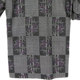 着物シャツ グレー・竹と笹の葉 大島紬 L23-59