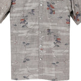 着物シャツ グレー・雲とお花柄 大島紬 L23-61