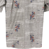 着物シャツ グレー・雲とお花柄 大島紬 L23-61