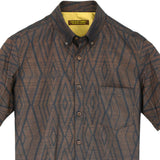 着物シャツ ブラウン・菱形 大島紬 L23-62