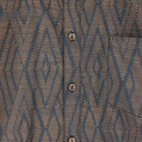 着物シャツ ブラウン・菱形 大島紬 L23-62