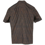 着物シャツ ブラウン・菱形 大島紬 L23-62