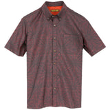 着物シャツ 臙脂色・花柄 大島紬 L23-65