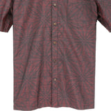 着物シャツ 臙脂色・花柄 大島紬 L23-65