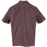 着物シャツ 臙脂色・花柄 大島紬 L23-65