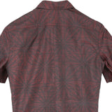 着物シャツ 臙脂色・花柄 大島紬 L23-65